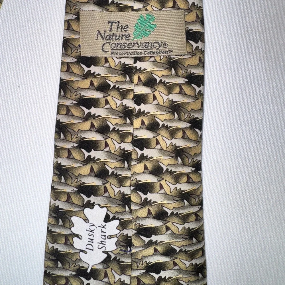Karen Bierce Nature Conservancy Silk Tie Lot 2 Fruit Bat Dusky‎ Shark Vintage